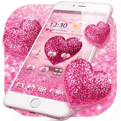 download Pink Glitter Love Heart Theme APK