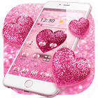 Pink Glitter Love Heart Theme icône