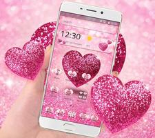 Pink Glitter Love Heart Theme capture d'écran 1