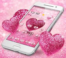 Pink Glitter Love Heart Theme ảnh chụp màn hình 2