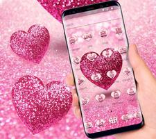 Pink Glitter Love Heart Theme capture d'écran 3