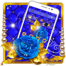 Golden Blue Flower Theme APK
