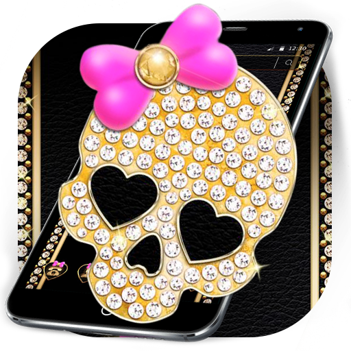 Gold Diamond Skull Pink Bowknot Theme