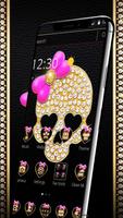 Gold Diamond Skull Pink Bowknot Theme Affiche