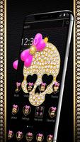 Gold Diamond Skull Pink Bowknot Theme-poster