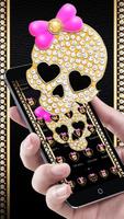 Gold Diamond Skull Pink Bowknot Theme capture d'écran 1