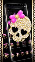 Gold Diamond Skull Pink Bowknot Theme ảnh chụp màn hình 2