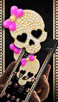 Gold Diamond Skull Pink Bowknot Theme ảnh chụp màn hình 3