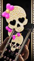 Gold Diamond Skull Pink Bowknot Theme capture d'écran 3