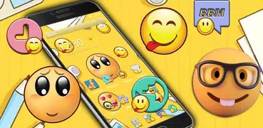 Emoji cute yellow face expression theme