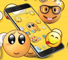 Emoji cute yellow face expression theme 海報