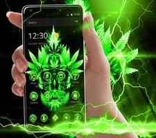 Green Weed Skull Theme Poster