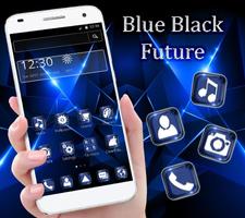 Poster Tema del futuro nero blu