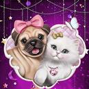 Purple Cuteness Kitty & Puppy Anime Theme APK