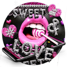 Glitter Pink Lips Sweet Love Theme icône
