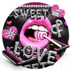 Glitter Pink Lips Sweet Love Theme simgesi