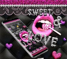 Glitter Pink Lips Sweet Love Theme capture d'écran 2