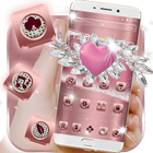 Rose Gold Heart Diamond Theme أيقونة