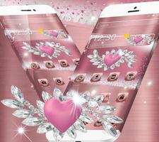 Rose Gold Heart Diamond Theme الملصق