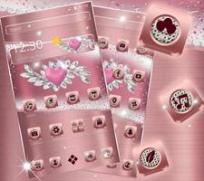 Rose Gold Heart Diamond Theme 스크린샷 3