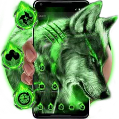 Green Wild Vivid Wolf Theme APK Herunterladen