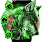 Green Wild Vivid Wolf Theme آئیکن