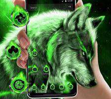Green Wild Vivid Wolf Theme Poster