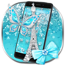Shiny Turquoise Diamond Butterfly Theme APK