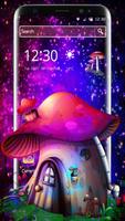 Neon Purple Magical Mushroom Theme Affiche