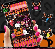 Happy Halloween Kitty Theme Affiche