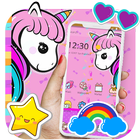 Cute Pink Cartoon Unicorn Theme icône