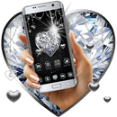 Silver Glittery Diamond Hearts Launcher Theme APK