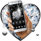 Silver Glittery Diamond Hearts Launcher Theme icône