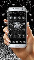 Silver Glittery Diamond Hearts Launcher Theme capture d'écran 1