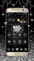 Silver Glittery Diamond Hearts Launcher Theme capture d'écran 2