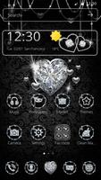 Silver Glittery Diamond Hearts Launcher Theme capture d'écran 3