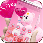 Theme Pink Teddy Bear Love icône