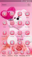 Theme Pink Teddy Bear Love screenshot 3