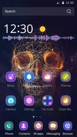 Neon hologram skull Theme पोस्टर