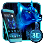 ikon Unique 3D Blue Icy Wolf Theme