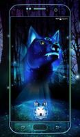 Unique 3D Blue Icy Wolf Theme Affiche