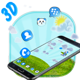 Blue Cat 3D Mobile Theme icône
