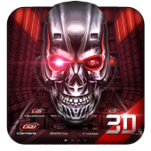 Neon Tech Skull 3D Theme icon