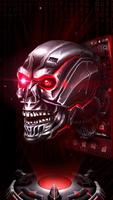 Neon Tech Skull 3D Theme poster