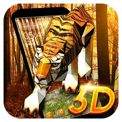 夕暮れ時に3Dクールな虎のテーマの壁紙美しい森 アプリダウンロード