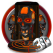 Red Robot Skull 3D Theme