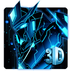 3D Bleu Néon Robot Thème icône