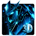 ikon 3D Biru Neon Robot Tema