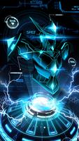 3D Biru Neon Robot Tema poster