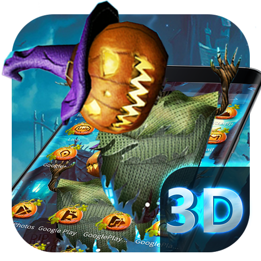 3D Horror Halloween Pumpkin Skin Theme